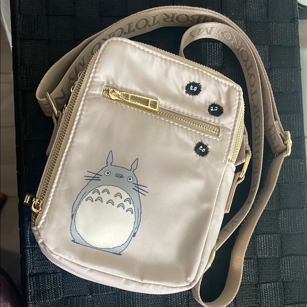 Cream Crossbody Bag with Totoro Design